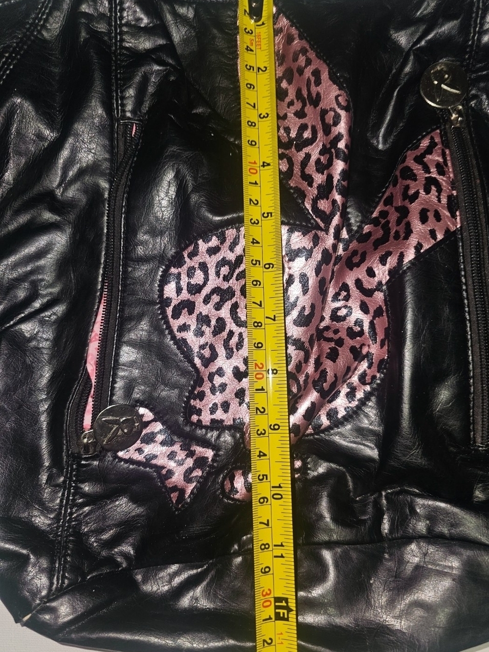 PLAYBOY Black Shoulder Tote with Pink Leopard Accent - Picture 15 of 16